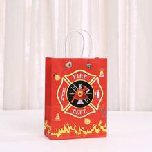 6/12/24pcs Cartoon Firefighter Theme Paper Gift Bags, Fire Truck Shaped, Suitable For Storing Candies, Cookies, Birthday Party Decoration - Multicolor - View 4