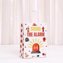 6/12/24pcs Cartoon Firefighter Theme Paper Gift Bags, Fire Truck Shaped, Suitable For Storing Candies, Cookies, Birthday Party Decoration - Multicolor - View 7