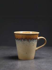 1pc 220ml Creative Crackle Ceramic Cup, Home Breakfast Milk Cup, Latte Art Coffee Cup, Office Guest Cup, Afternoon Tea Cup, Soda Cup, Crackle Handled Mug, Simple Retro Ceramic Household Office Water Cup, Thick Clay Espresso Cup