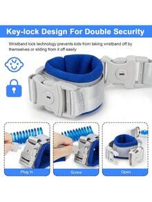 Mochila portabebés para niños pequeños, linda mochila de dinosaurio con muñequeras antipérdida, mini pulsera con correa para niños, protección para caminar para bebés, mantiene al niño cerca de la correa, adecuada para niños de 1 a 3 años - Azul - Ver 6