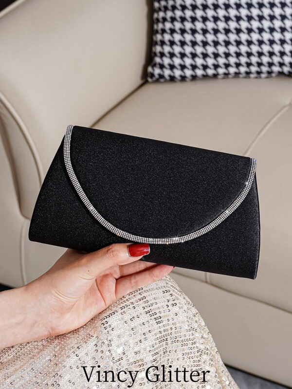 New Solid Black Evening Bag & Clutch Purse For Women, Elegant Shoulder Crossbody Bag For Formal Party, Versatile Fashion Handbag