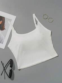 Neue BASICS Mode Frauen mit integrierter Polsterung, verstellbaren Spaghettiträgern, gepolstertes Trägertop, Camisole-BH, Camikleider, Crop Bralette Kleidung