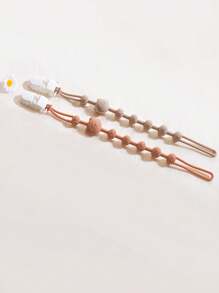 3pcs Baby Bear Design Anti-Lost Hanging Strap, Silicone Leash Clip Suitable For Bottles, Pacifiers, Teethers, Toys, Portable Baby Anti-Drop Chain