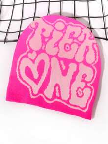 1pc Men's TiER NG Letter Jacquard Knitted Hat, European And American Style, Multicolor, In Stock, Autumn/Winter, Warm And Cold Proof, Valentine's Day Valentines Beanie Fall Outfit - Multicolor - View 15