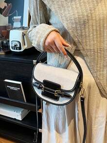 高品质马鞍包，复古缝线手提包，2025新款休闲百搭斜挎包 - 黑色 - 查看 6