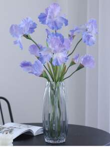 1 pieza Flor artificial de iris de 3 cabezas, decoración de arreglo floral de alta gama, decoración hecha a mano DIY
