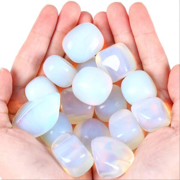 400G Opal Tumbled Polished White Crystals Bulk Crystal For Tumbling Cabbing Balancing Home Decoration Fish Tank Aquarium Vase Filler Gemstones Valentine's Day Festival Birthday Gift For Girl Woman 200G