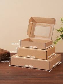 12 cajas de papel kraft con lazo de cinta, cajas de papel corrugado con ventana, cajas de regalo, cajas de envío, cajas de embalaje, cajas de correo