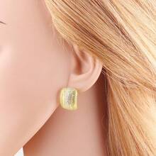 New Zirconia Stone-Decor Heart C-Shape Earrings/Ear Studs EZ64 For Women, Everyday Wear - Multicolor - View 4