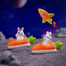 6 Stücke Halloween & Weihnachts Astronauten-Kaninchen Heim Tier Harz Kunsthandwerk Miniaturdekoration Landschaft Accessoires zum selbermachen