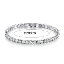 1 pièce Bracelet rond à une rangée de zirconium cubique, accessoire minimaliste et élégant pour tous les jours, cadeau idéal pour les amis