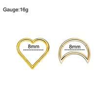 2 Pcs Daith Piercing Jewelry Hypoallergenic CZ Heart Cartilage Earring 18K Gold Plating Water Droplet Septum Ring 316L Stainless Steel Moon Helix Earring For Women