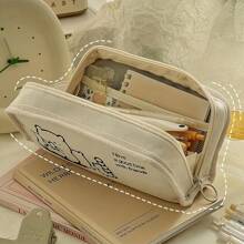 1 pieza Estuche de lápices de gran capacidad, su diseño de entrepiso proporciona suficiente espacio para guardar cómodamente toda la papelería, bolsa de estuche de lápiz con cremallera, papelerarr, Backcil P, bolso escolar