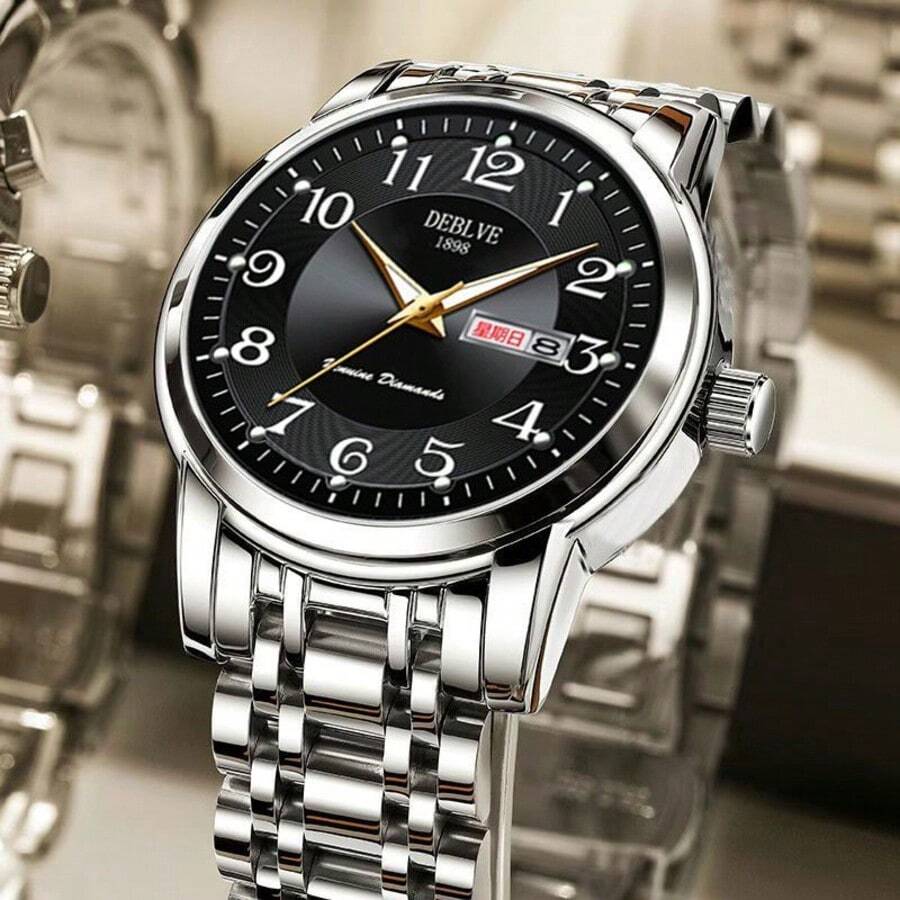 Mens Automatic Watch Mechanical Luxury Dress Watch Moon Phase Day Date Watch Gift,Men's Fashion  Watch - 樣式 3 - 查看 1
