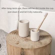 ATGRWYER 2PCS Concrete Bathroom Tumbler Cup Set,Toothbrush Holder,Hotel Mouthwash Cups Made Of Cement Material With A Sense Of Design - Default - View 4