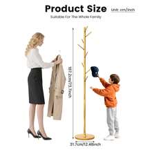Guyii Metal Coat Rack With 8 Hooks, Modern Tree Branch Style Stand For Coats, Hats, Scarves, Sturdy Floor Clothing Organizer For Entryway, Living Room, Bedroom, Office - 金色 - 查看 7
