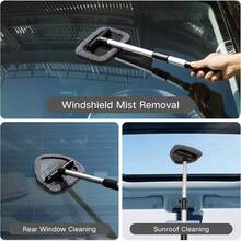 11pcs Auto Windshield Cleaning Kit With 6 Reusable Microfiber Pads, 2 Spray Bottles, Extendable Handles - Green, Popular Auto Cleaning Essential - 灰色的 - 查看 2