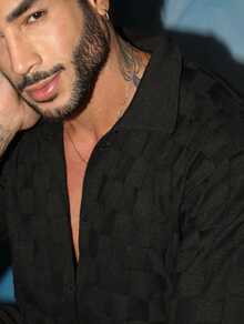 Men's Chic Lightweight Textured High Quality Autumn And Winter Knit Shirt - màu đen - Xem 6