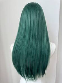 深绿色动漫假发，适合角色扮演和日常使用 - 长直合成发，带刘海，男女通用可调节帽子，适合角色扮演、派对、节日和所有种族万圣节派对（不包括配饰） - 綠色 - 查看 6