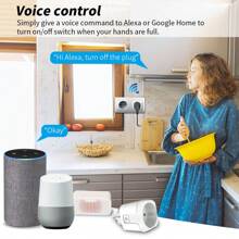 Prises intelligentes, Prises WiFi intelligentes Tuya, Prise 16A, Prise standard européenne, Contrôle à distance via l'application, Contrôle vocal via Alexa et Home, Avec fonction de minuterie, Surveillance de la consommation électrique, Compatible avec les smartphones