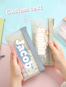 1pc Custom Frosted PVC Pencil Case Graffiti Stationery Storage Bag Student Opening Gift Pencil Case Custom Simple And Creative Large Capacity Transparent Zipper Pencil Case Suitable For Holiday Gifts, School Gifts, Graduation Gifts, Party Gifts, Giving To Sons, Daughters, Fathers, Mothers, Good Friends, Boyfriends, Girlfriends, Classmates, And Family. Suitable For Schools, Indoor, Outdoor, And Offices,For School Supplies,Back To School,Office & School Supplies,Xmas Decoration,Pencil & Marker Cases - Multicolor - View 1