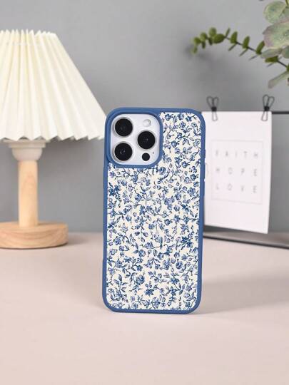 GALLAPLE Fresh Blue Small Flower Pattern Mobile Phone Case, Magnetic Design With Anti-Drop, Shockproof And Scratch-Proof Material, Compatible With IPhone X/XS/XSMAX/11/11pro/11promax/X/XS/XSMAX/11/11pro/11promax/12/12pro/12promax/13/13pro/13promax/14/14plus/14pro/14promax/15/15plus/15pro/15promax/16/16plus/16pro/16promax