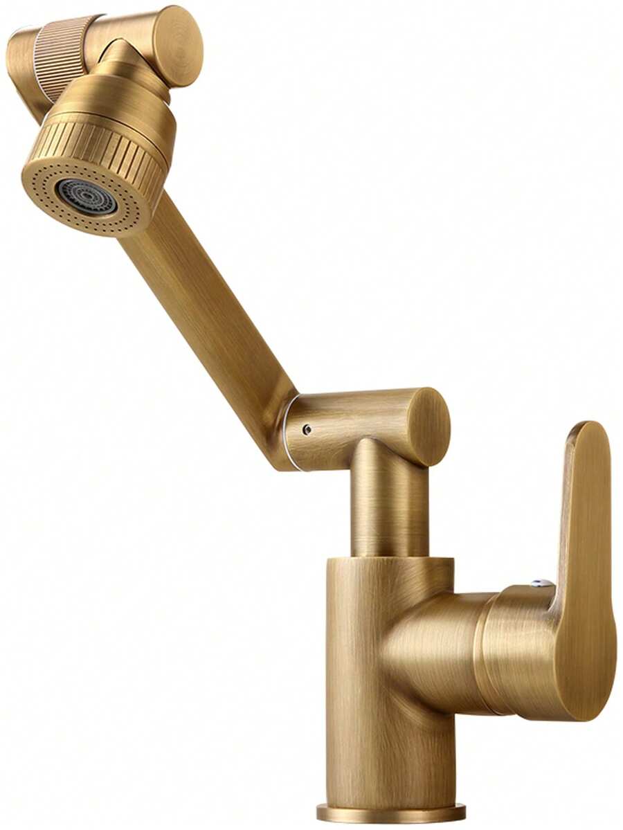 NVHUANGSHIJIA Solid Brass Retro Swivel Spout Faucet French Style Bathroom Basin Mixer Tap (Hot & Cold) - Multicolor - View 1