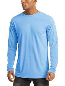 Men's Long Sleeve Shirts UPF 50+ UV Sun Protection Athletic Shirts For Hiking Running Workout Rash Guard-2025 - Blue - View 1