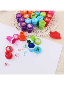 6/12/24/36pcs Cute Mini Cartoon Animal Stamps Set For Self Inking Craft Stamps For Rewards Easy To Hold Washable Ink For Fun DIY Projects And Party Favors(Random) - Multicolor - View 5