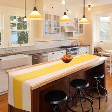 1 Stück gelb & weiß gemischter Leinen Tischläufer, rustikaler Hochzeit Tischläufer, Bauernhof Ranch Picknick Juteläufer