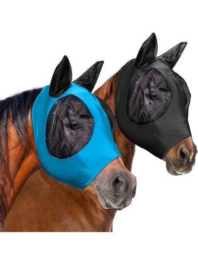 1pc Outdoor Horse Riding Supplies, Horse Face Mask, Breathable Elastic Hood, Anti-Insect Biting, Washable