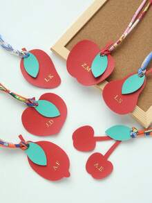 1 pieza Llavero personalizado con iniciales y forma de fruta con cuerda de satén colorida, monograma dorado personalizado de cereza como accesorio para bolsas, llavero personalizado y lindo en forma de manzana, melocotón, limón, mango, pera como accesorios para bolsos, regalo para mujer para boda o San Valentín - Multicolor - Ver 8