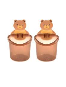 2 件免钉小熊架子壁挂式牙刷牙膏杯香皂梳浴室收纳整理架 - 彩色 - 查看 16