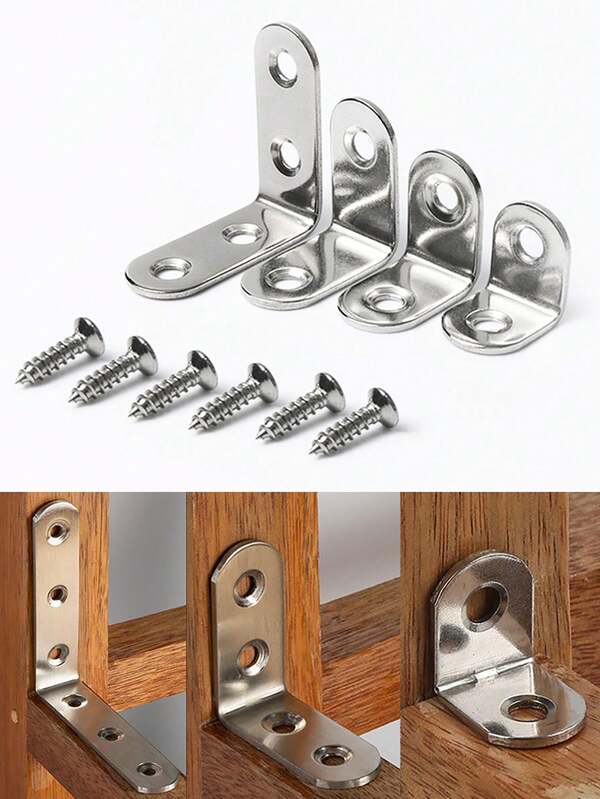 10 件不锈钢直角支架，90 度 L 型连接器，25/30/40/50 厘米家具连接五金件带螺丝