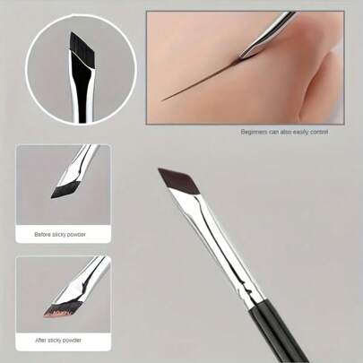 5pcs Ultra-Thin Fine Angled Eyeliner And Eyebrow Brush - Precision Sickle Design For Silkworm Details, Eye Makeup Application - Nylon Bristles, ABS Plastic Handle, 0.02 Inch Tip, Fragrance Free, Suitable For All Skin Types, Makeup Beauty Tools | Sickle Shaped Brush | Durable Makeup Brush
