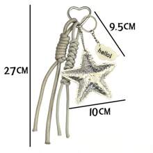 Leather Heart-Shaped Key Chain Pendant 5-Pointed Star Bag Charm Car Key Chain Creative Handmade Key Decorations Keychain For Bag Car Accessories For Women