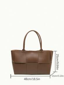 1件新款时尚纯色PU皮革双提手按扣女式手提包，适合学生、办公室、学校、商务人士、返校季、办公包和商务休闲包，适合办公室、商务和工作场合，是日常优雅和特殊场合的理想选择。