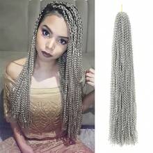 长款波浪卷曲微型ZIZI盒式辫子，扭曲高端合成钩编波浪微型非洲小3S盒式辫子，适合女性和女孩 - 彩色 - 查看 15