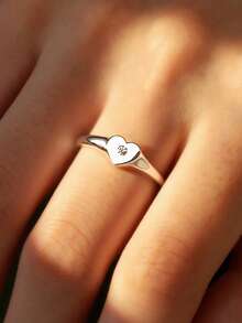 Artepollo 1pc 925 Sterling Silver Hypoallergenic Heart Ring, Inlaid With Sparkling Cubic Zirconia, Gift Box Packaging, Birthday Gift For Friends, Back To School Gift - one-size - View 3