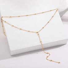 Simple Style Double-Layer Gold Alloy Round Bead Necklace, Sexy Party, Daily Ladies Y-Shaped Clavicle Chain Valentine's Day Gift, All-Purpose Accessories To Wear All Year Round, Exquisite Beads Gold-Plated Chain, High-End Fashion Jewelry, Exquisite Gift For Her - Vàng - Xem 6