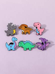 1/6 Stück Cartoon Kreativ Dinosaurier Pterodaktylus Triceratops Brosche, Legierung Öltropfen Abzeichen Bekleidungszubehör Taschendekoration, Spaßstecknadeln, Anstecknadel, Cap-Pins, Schulranzen-Pins