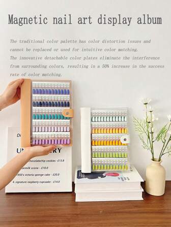 Magnetic Nail Gel Color Try-On Tool Nail Color Plate Acrylic Display Board Comparison Color Card Storage Book 120/180/240 Colors