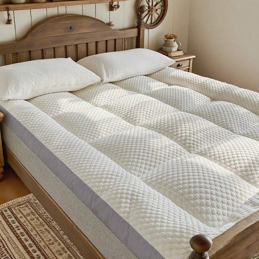 Colling Foldable Soft Futon Mattress - Cotton Blend Double Sofa Bed, Anti-Pilling & Breathable Floor Mat, Portable Roll Up For Dorm/Guest Room (White) - trắng - Xem 1