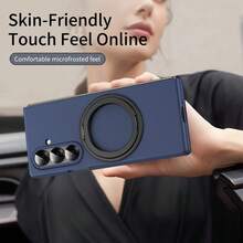 Hadaasi 1 pieza Funda con soporte magnético multicolor con película de vidrio templado integrada, soporte giratorio de anillo de 360°, compatible con carga inalámbrica magnética Magsafe, hebilla de anillo de dedo invisible, tacto de piel mate cómodo, adecuado para Samsung Galaxy Z Fold 8 Ultra/Z Fold 8/Z Fold 7/Z Fold 6/Z Fold6 Slim/W25/Z Fold 5/Z Fold 4/Z Fold 3 - Multicolor - Ver 11
