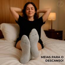 Kit 10 Pairs Zhamaro Socks Mid-Calf Cotton Terrycloth Men's Women's Comfortable Thick - Tất cả Pretas - Xem 8