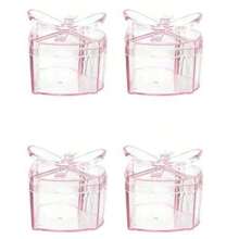 4 件心形糖果罐-塑料储物盒盖适用于婚礼糖盒糖果礼盒巧克力球盒创意透明心形蝴蝶结糖果盒，圣诞节和情人节礼物 - 彩色 - 查看 2