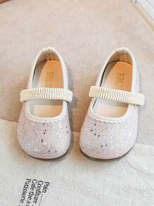 1 Pair Solid Color Elegant Sparkling Fashion Princess Flat Shoes For Girls - Pink - View 1