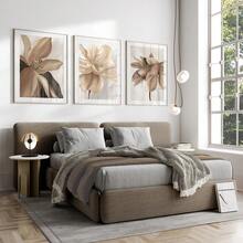 3pcs Unframed Canvas Neutral Wall Prints, Botanical Wall Prints, Nature Wall Prints, Beige, Brown, Autumn Room Wall Decor Art - Multicolor - View 9