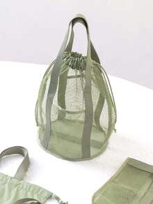 轻便网眼淋浴手提袋，带拉链提手，便携式悬挂式马桶浴室收纳袋，速干技术，便携式洗漱包，是健身和旅行的理想洗漱包，旅行洗漱包，洗漱袋，淋浴袋，防水袋，大容量，女士旅行必备收纳袋，旅行必备包袋，度假必备 - 彩色 - 查看 6