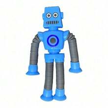 创意减压玩具伸缩管机器人拼图卡通吸盘伸缩管（部分颜色和图案随机），适合3岁以上儿童，生日礼物，圣诞礼物 - 彩色 - 查看 4